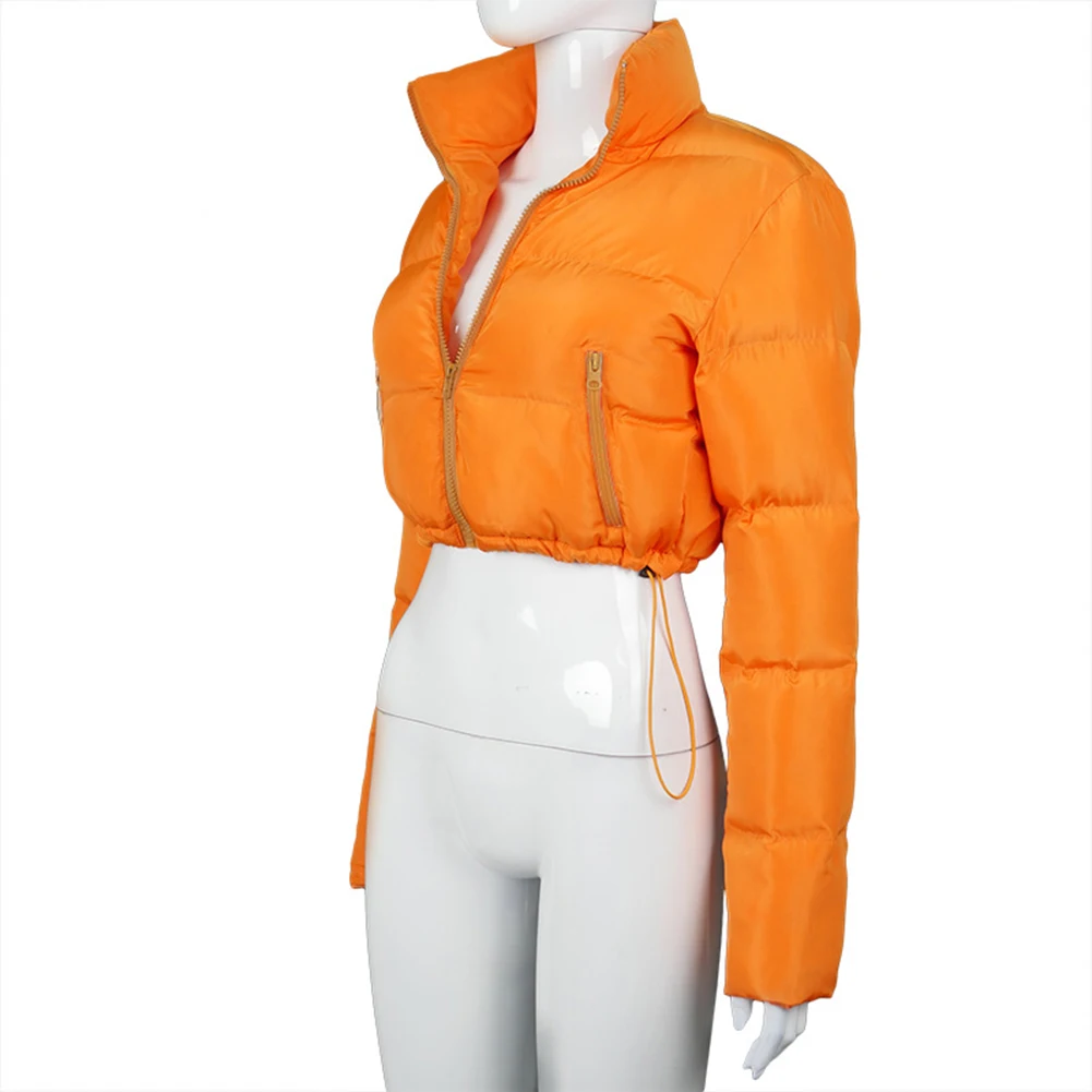 

Zip Thick Down Bubble Coats Cropped Puffer Jacket for Women Winter Clothes Warm Parka Fashion Short Outwear Long Sleeve