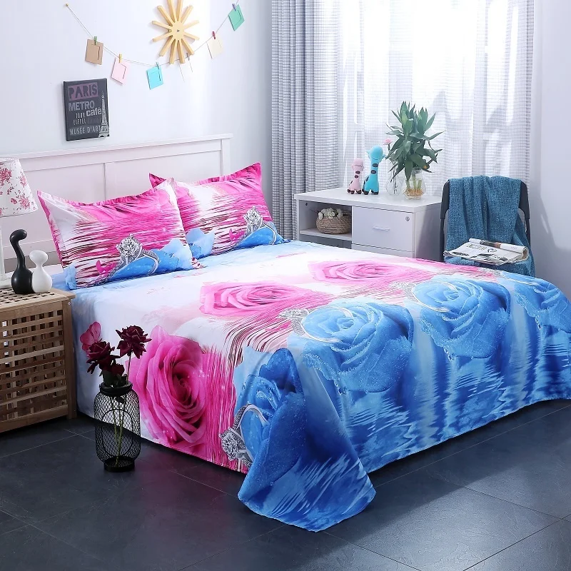 Комплект постельного белья с 3D рисунком красной розы из 3 предметов королевы без