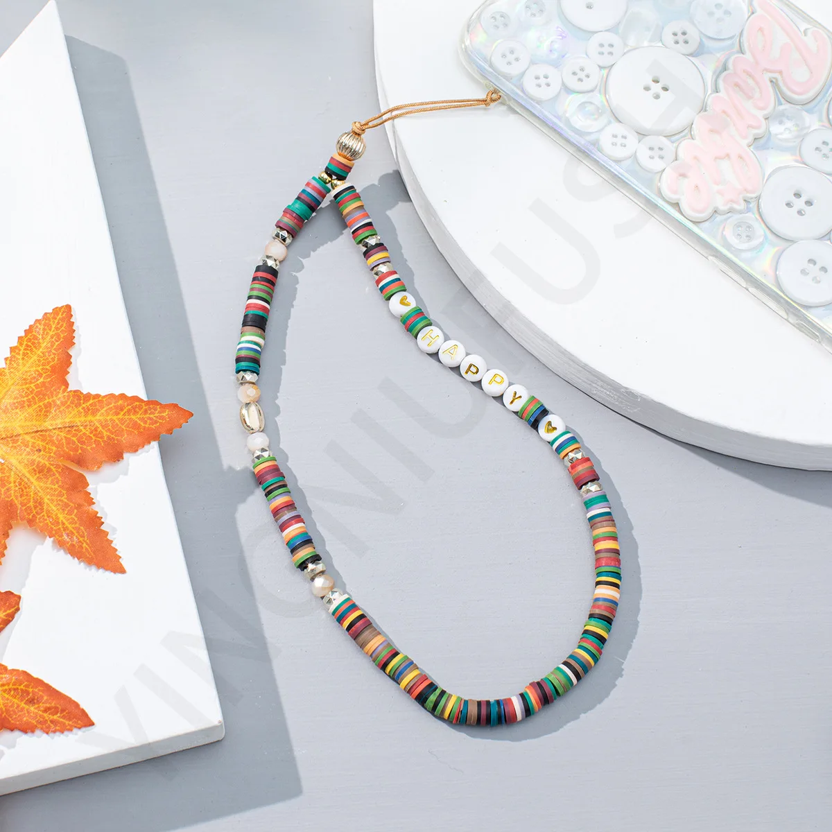 new mobile phone chain strap lanyard for women bohemian beach soft pottery beads rope for cell phone case hanging cord free global shipping