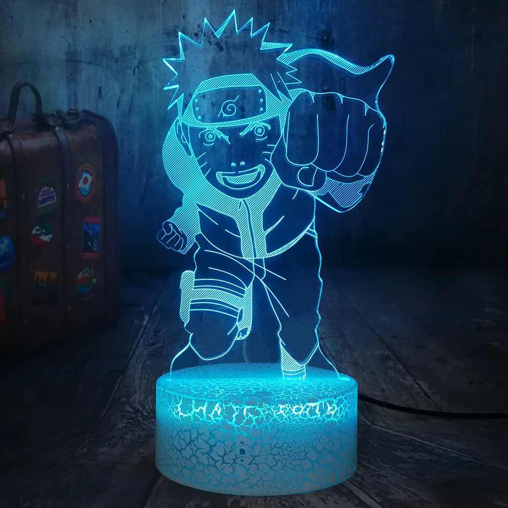 3D светодиодный ночник из аниме Fly удзумаки Наруто Оптическая иллюзия RGB 7 цветов