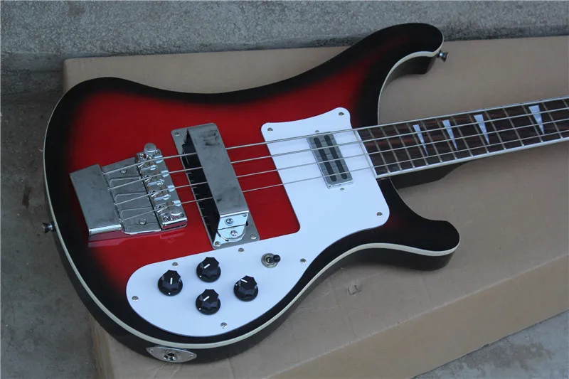 

2020 Высококачественная электрическая гитара, Ricken 4003-4 струны, бас-гитара, черный круглый красный цвет, бесплатная доставка