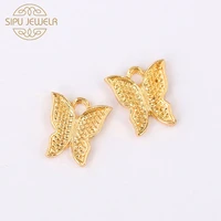 10pcs alloy gold silver color butterfly charms metal cute insect pendant wholesale for diy necklace jewelry making accessories