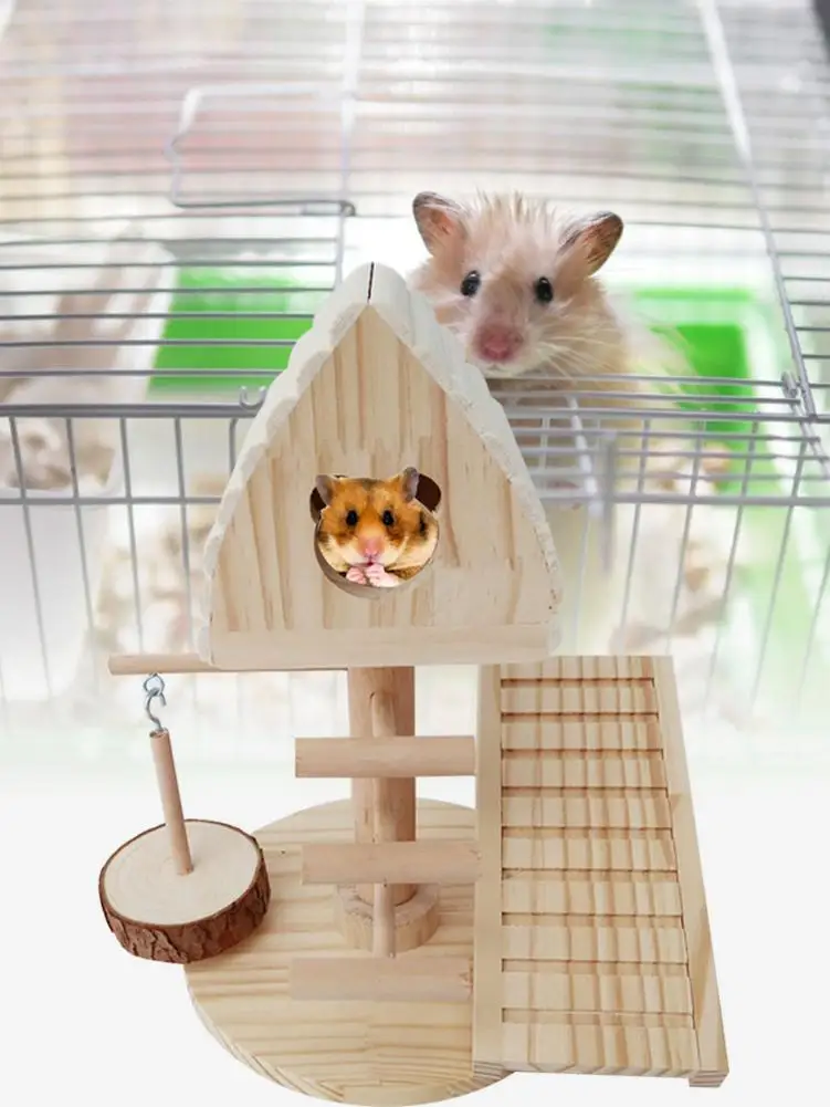 Дом для хомяка прочная без запаха деревянная хижина натуральная деревянный