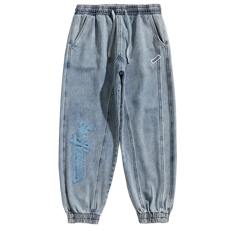 

Japanese Streetwear Hip-Hop Fashion Embroidery Casual Harem Jeans Harajuku Jogging Pants Korean Trousers For Men Joggers Male