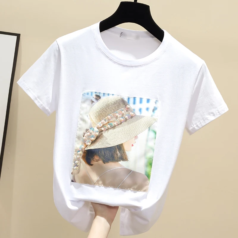 

Women T Shirt Pocket cat Top Tee casual Short sleeve Tops women plus size Women one