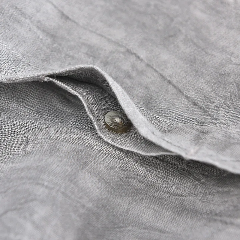 

Men Spring Autumn High Quality Healthy 100% Linen Shirts Vintage Wrinkled Soft Breathable Slim Fit Tops Business Casual Shirts