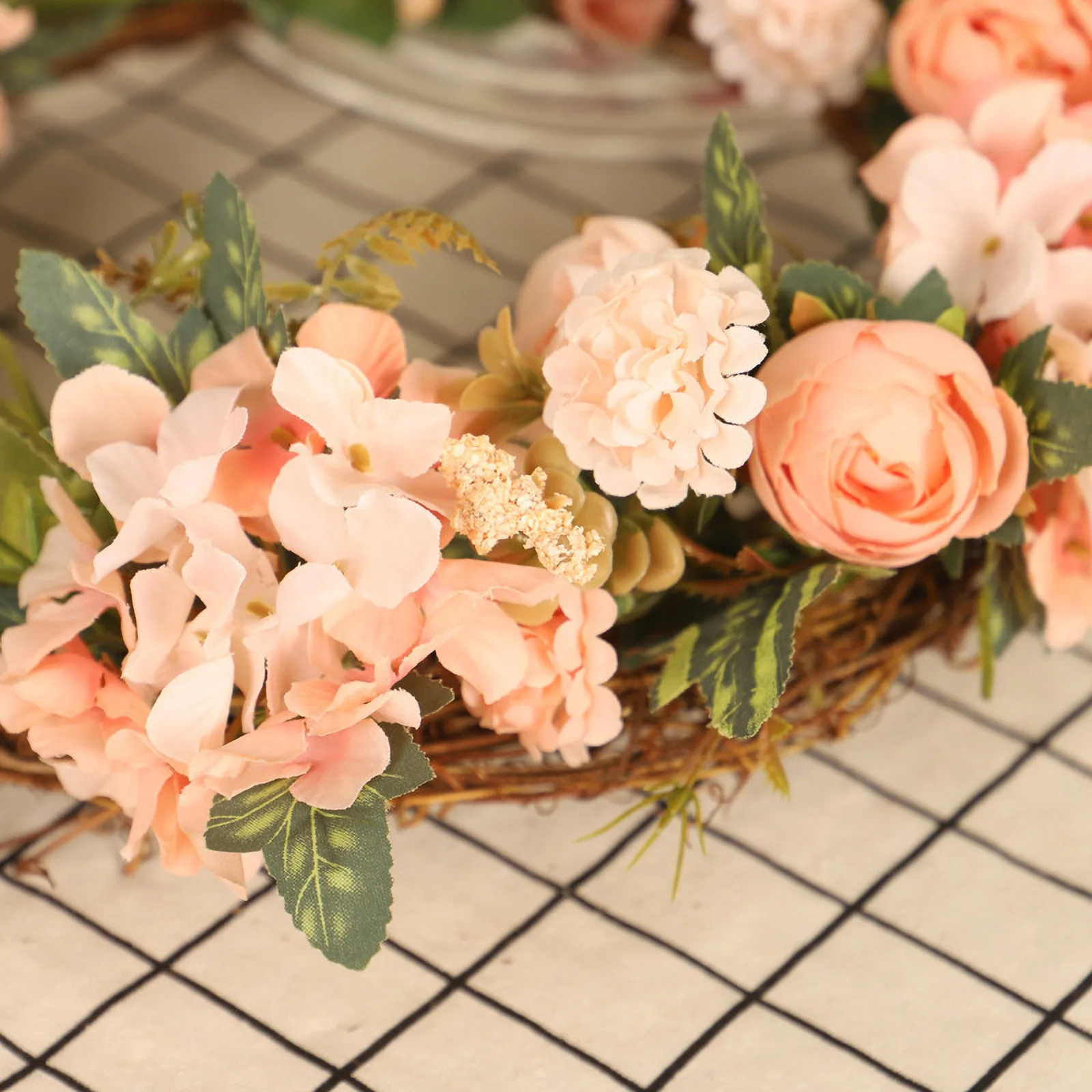 Coronas de flores Bohemias de Primavera de estilo europeo, guirnalda Floral hawaiana rom&aacute;ntica, rosas de imitaci&oacute;n, coronas de boda, corona de flores # T2G-1