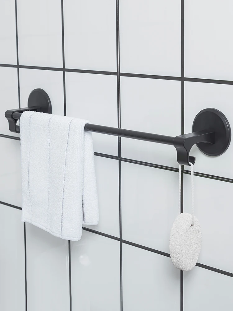

Household Stainless Steel Nail-Free Towel Bar Free Perforated Bathroom With Hook Wall Hanging Towel Storage Rack