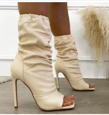 

2020 new sexy thin heel super high heel 40-43 square head fish mouth cool boots