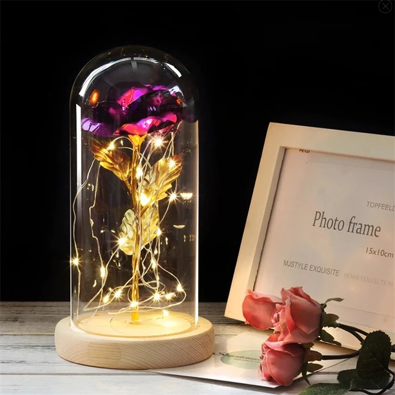 4 стиля Цвет Красавица и Чудовище красная роза в стеклянном куполе на деревянной