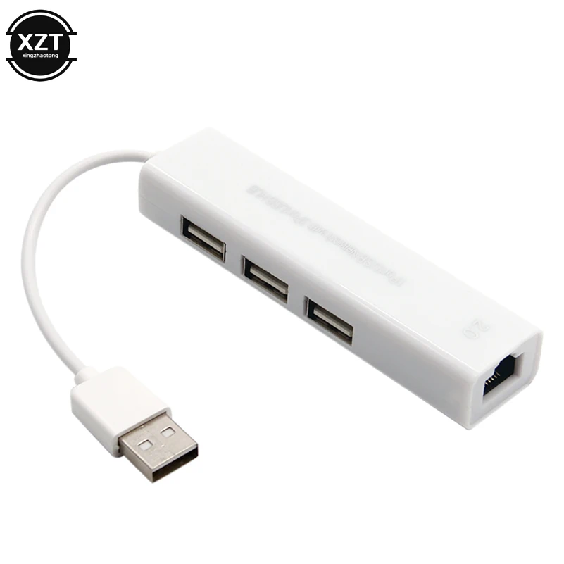 USB Ethernet к Сетевой карте RJ45 3 порта 2 0 концентратор 10/100 Мбит/с для Windows XP 7 8 MAC LUX Lan
