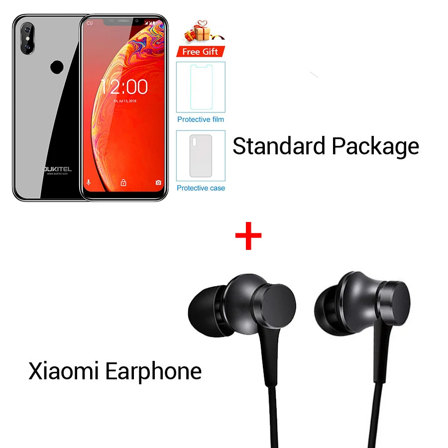 Black N Earphone OUKITEL C13 Pro 5G/2,4G wifi 6,1" 19:9 Android 9,0 MT6739 четырехъядерный 2 Гб 16 Гб отпечаток пальца 4G LTE смартфон для распознавания лица мобильный телефон - Цвет: Black N Earphone