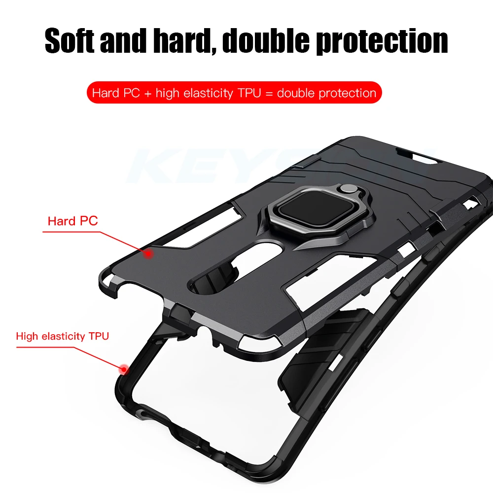 

KEYSION Shockproof Armor Case For Xiaomi Mi 9T Pro Mi9 se CC9e Mi 8 lite A2 A3 Pocophone F1 Stand Holder Car Ring Phone Cover for Redmi K20 K20 Pro Note 7 7a 6 8 Pro