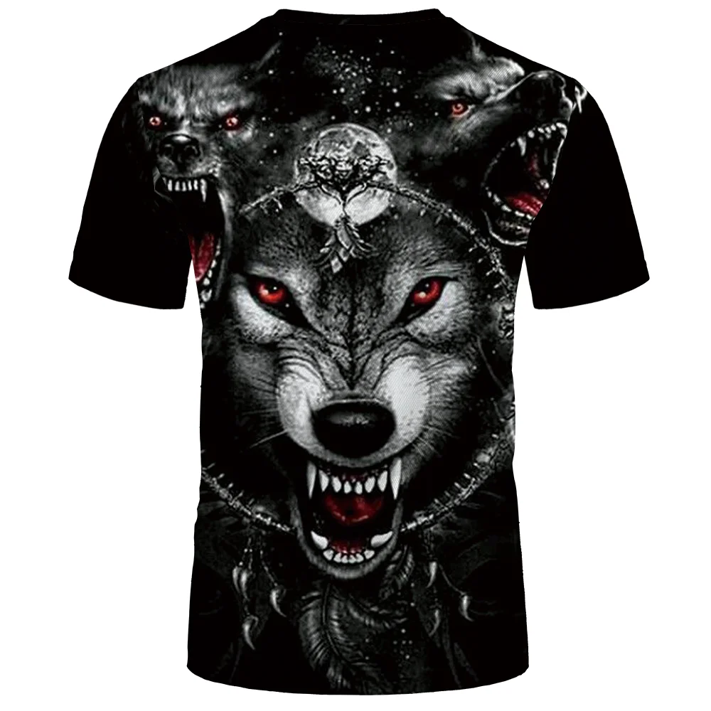 

2021 New Animal 3D Tshirt Men Wolf t shirt Printed Short Sleeve Summer Casual Harajuku T-shirt Funny Hip hop Streetwear Fashion