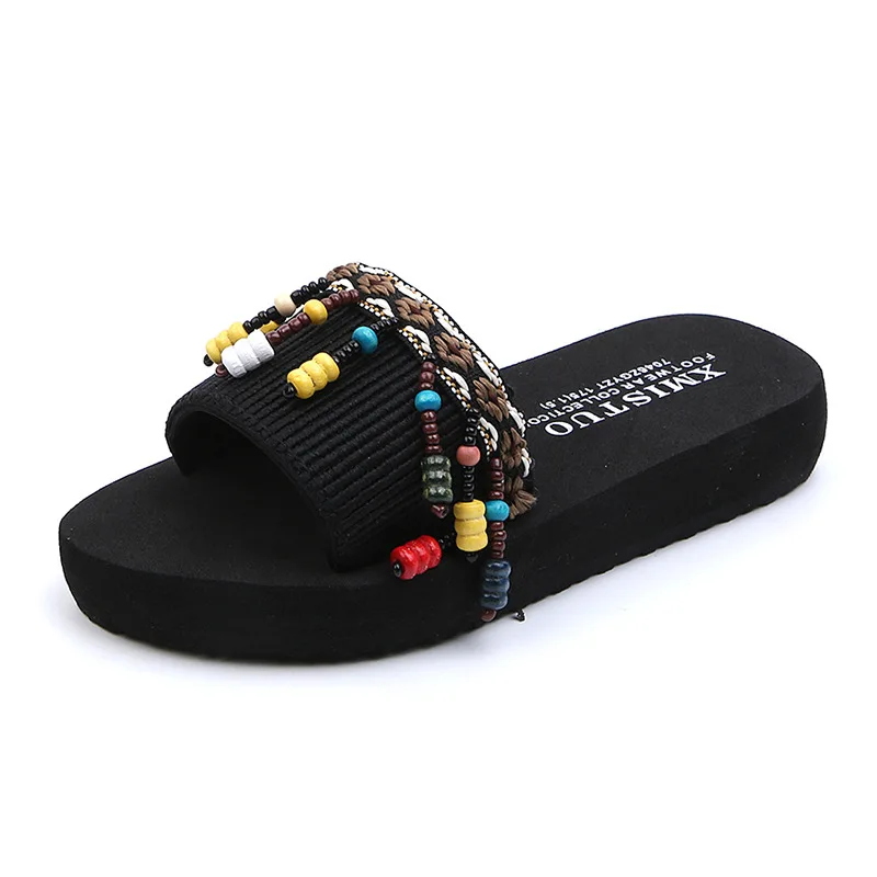 

Children Retro Flower Beads Slippers Girls Summer Beach Sandals Kids Outdoor Teen Shoe Fashion Home Family Parent-child Slippers