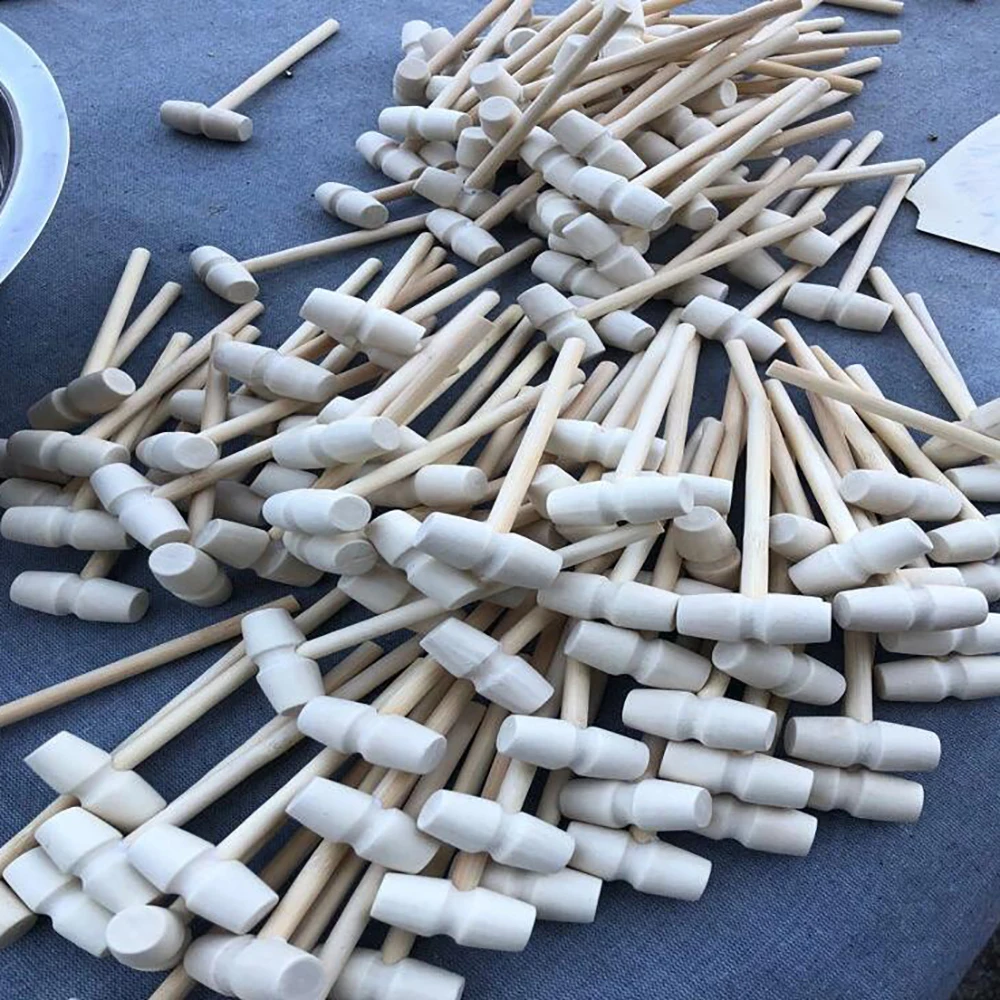 

10 Pieces Mini Wooden Hammer Balls Toy Pounder Replacement Wood Mallets Baby