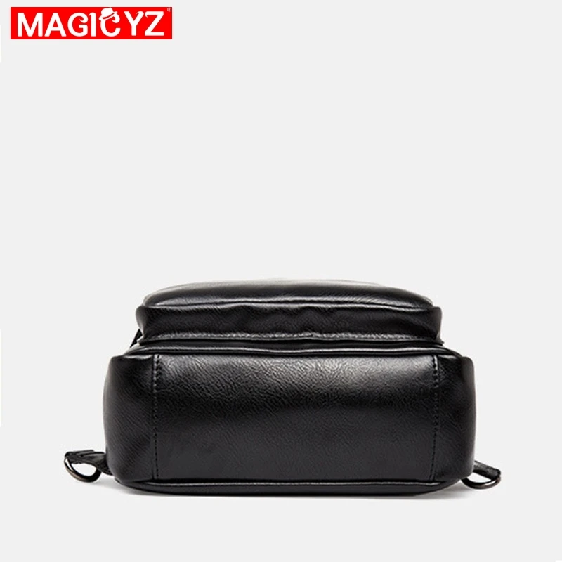 

2021 New men's backpack High quality PU leather Chest Bag black Small backpack Fashion Pockets Men Travel Backpack bag male bag