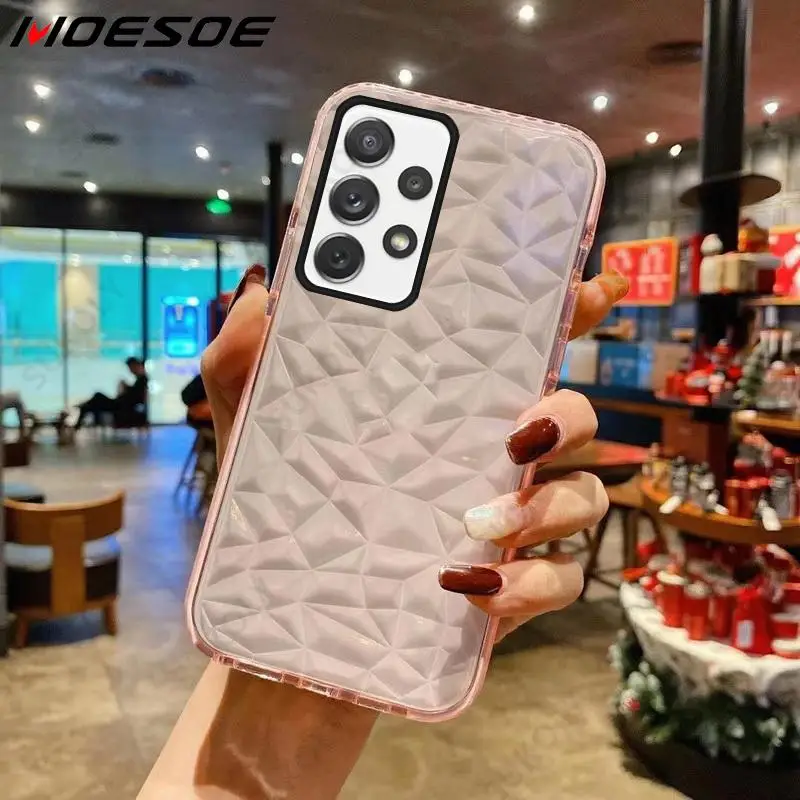 

Diamond Pattern Phone Case For Samsung S21 Ultra S20 S10 S9 S8 Plus A52 A72 A12 A31 A50 A70 Note 20 10 Soft TPU Clear Back Cover