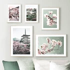 Цветок вишни, пагода чурейто, улица Токио, скандинавский постер, настенная живопись, декоративные картины для гостиной