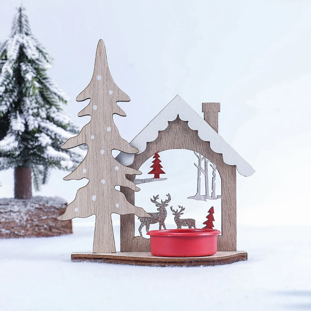 Креативное Рождественское украшение деревянный подсвечник рождественские