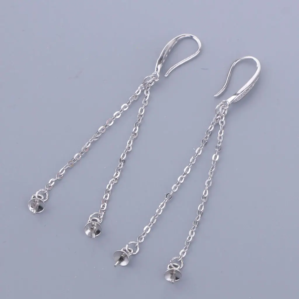 

1 Pair of 925 Sterling Silver Long Chain Dangle Earrings Making