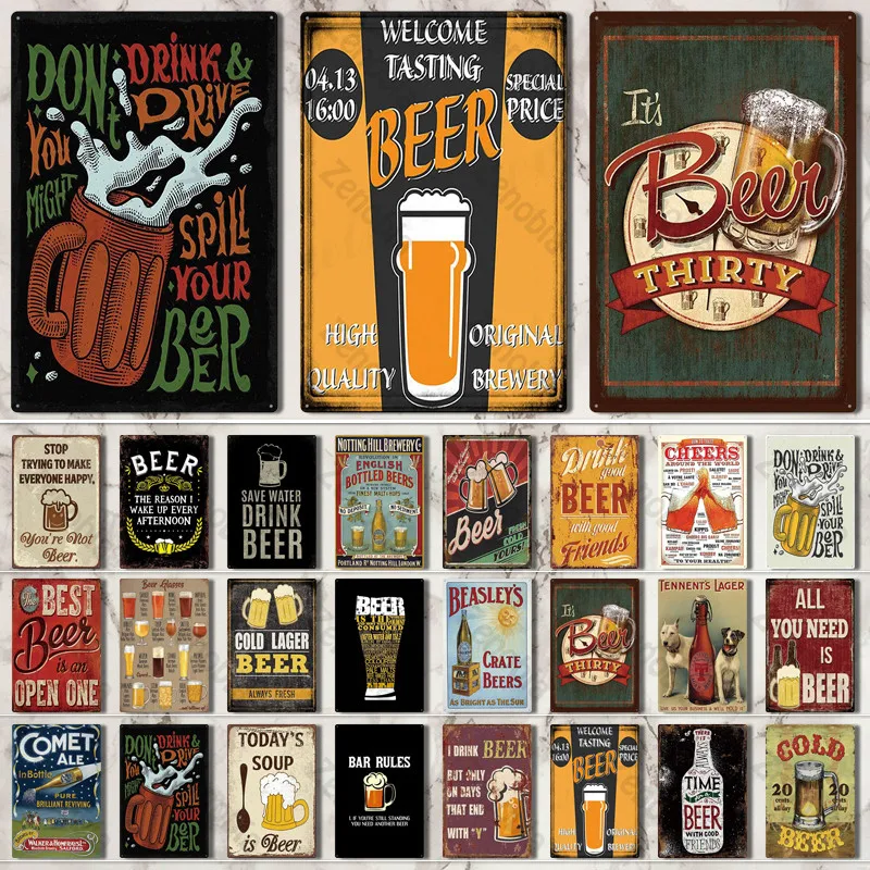 Доска Металл Винтаж пива металлический знак жестяной паба Настенный декор для