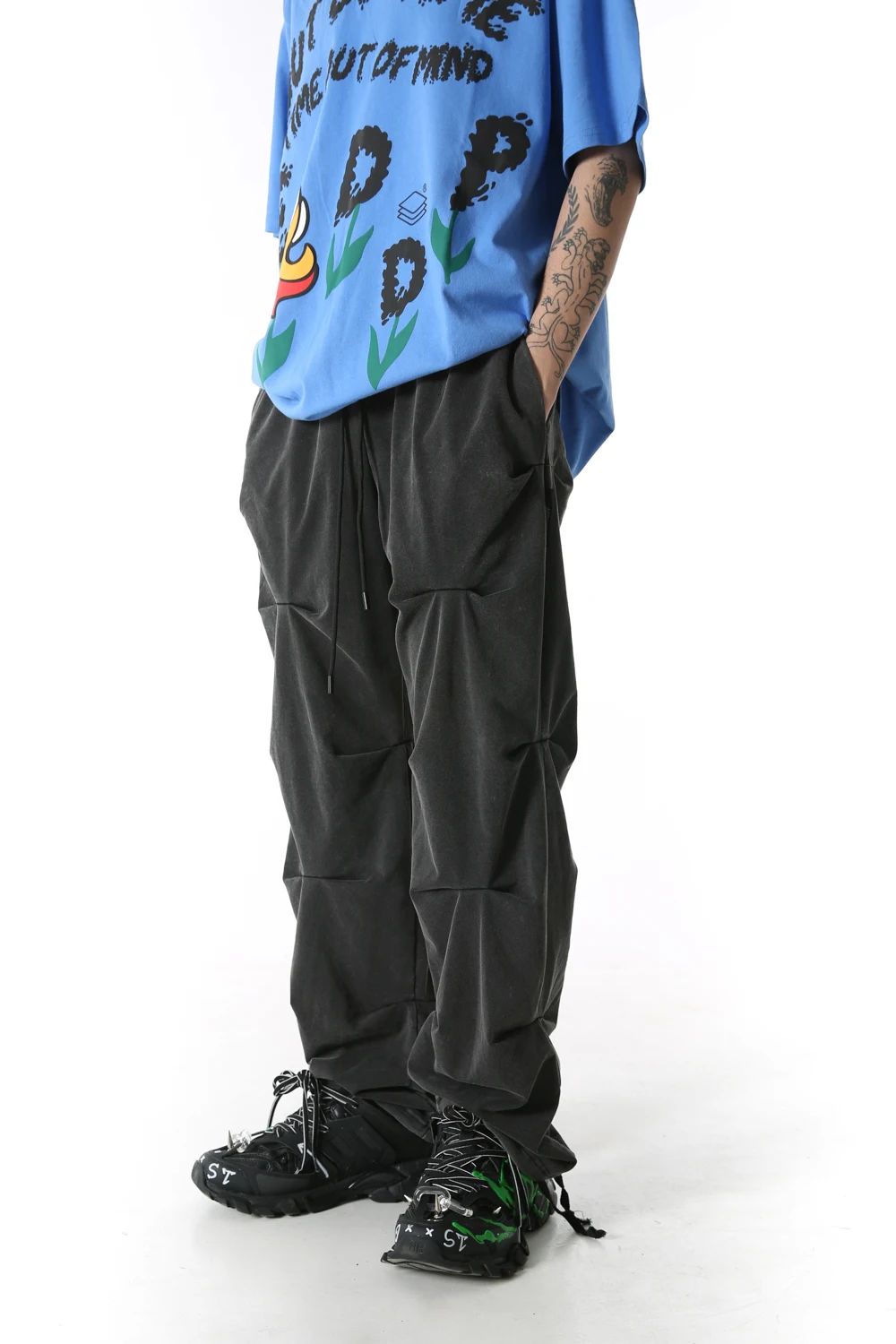 Hip Hop Loose Fit Elastic Waist Pants Fashion Pleated Ankle Mens 2020 New Spring Summer Casual Sportwear Joggers | Мужская одежда