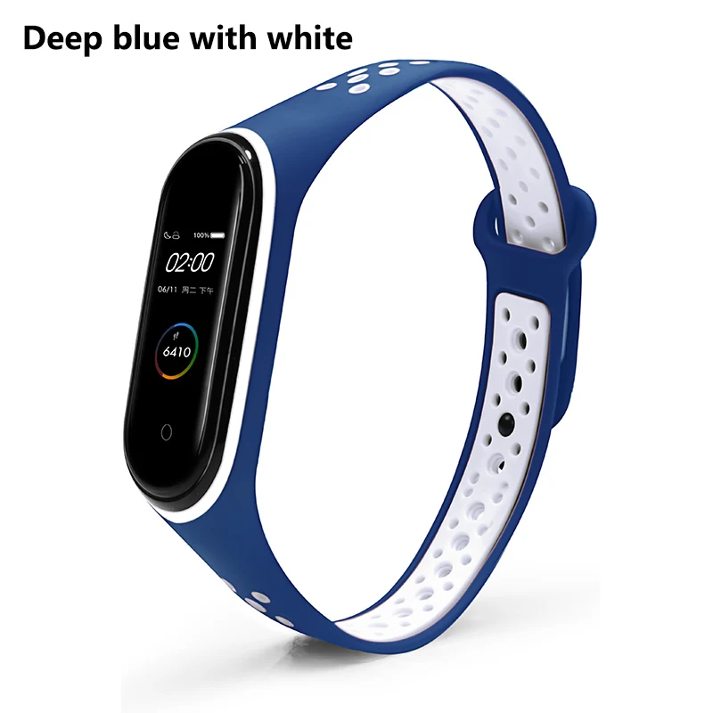 Navy blue white Спортивный ремешок BOORUI mi band 4, удобный ремешок pulseira mi band 4, аксессуары, силиконовый ремешок для xiaomi mi band 4 - Цвет: Navy blue white