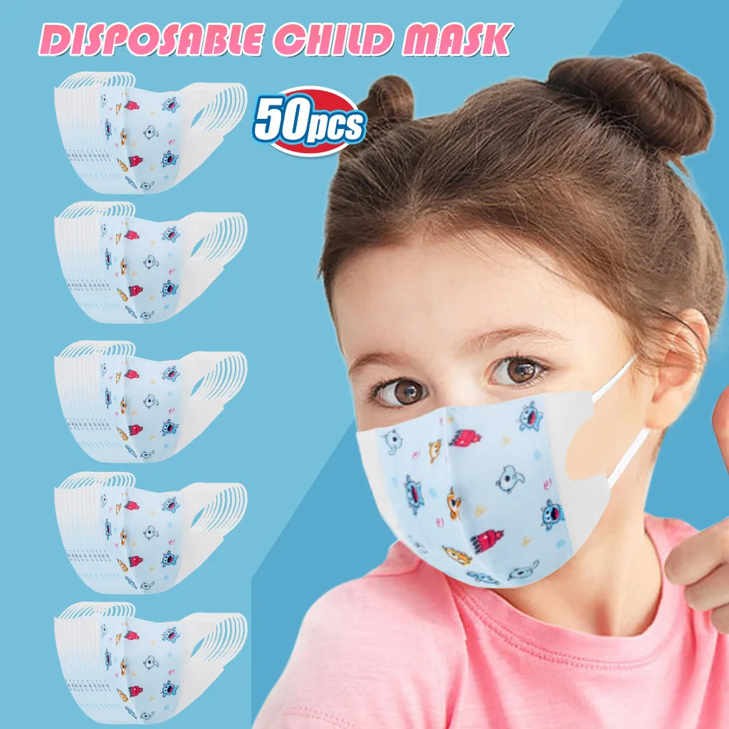 Одноразовые маски для лица детей 3 слоя 20/50 шт.