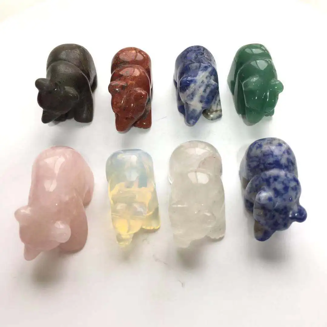 

Оптовая продажа с фабрики, Хрустальный драгоценный камень высокого качества, ручная резка, милый маленький медведь для подарка и украшения ...