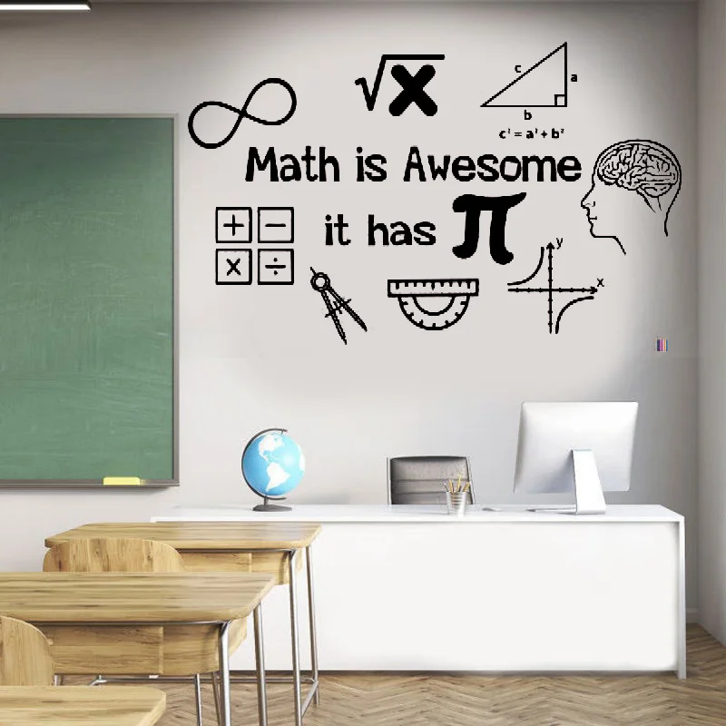 

Math Wall Decal, Math Is Awesome, It Has Pi- Classroom Wall Vinyl Sticker Math Teacher Gift, Mathematics Decal Decoration M373