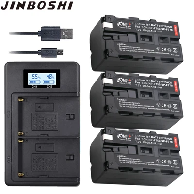 3X B and Charger 3 шт 7,2 V 5000 мА/ч, NP-F770 NP-F750 NP F770 NP F750 NPF770 литий-ионных батарей+ ЖК-дисплей Dual USB Зарядное устройство для sony CCD-RV100 DCR-TRU47E - Цвет: 3X B and Charger