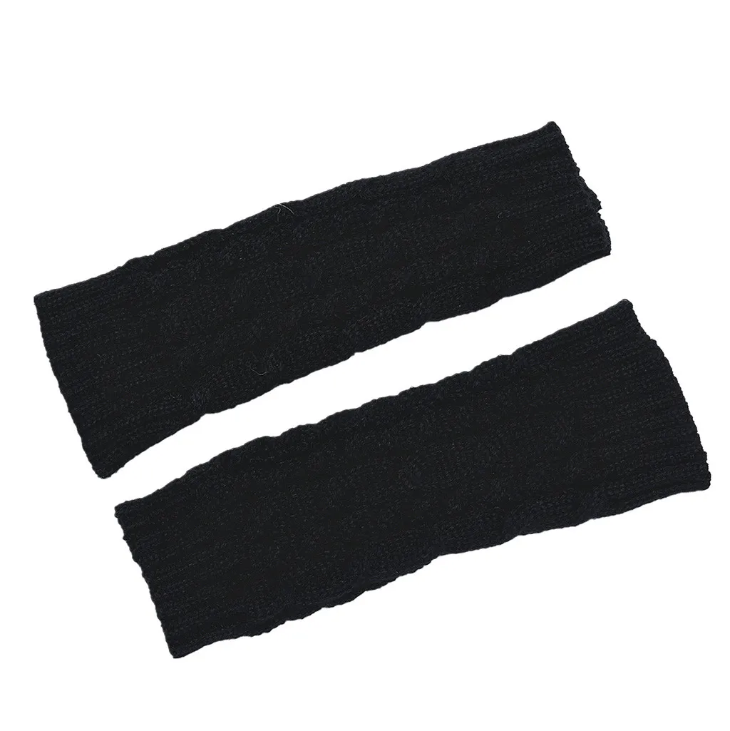 Модные женские зимние длинные вязаные теплые перчатки без пальцев рукавицы