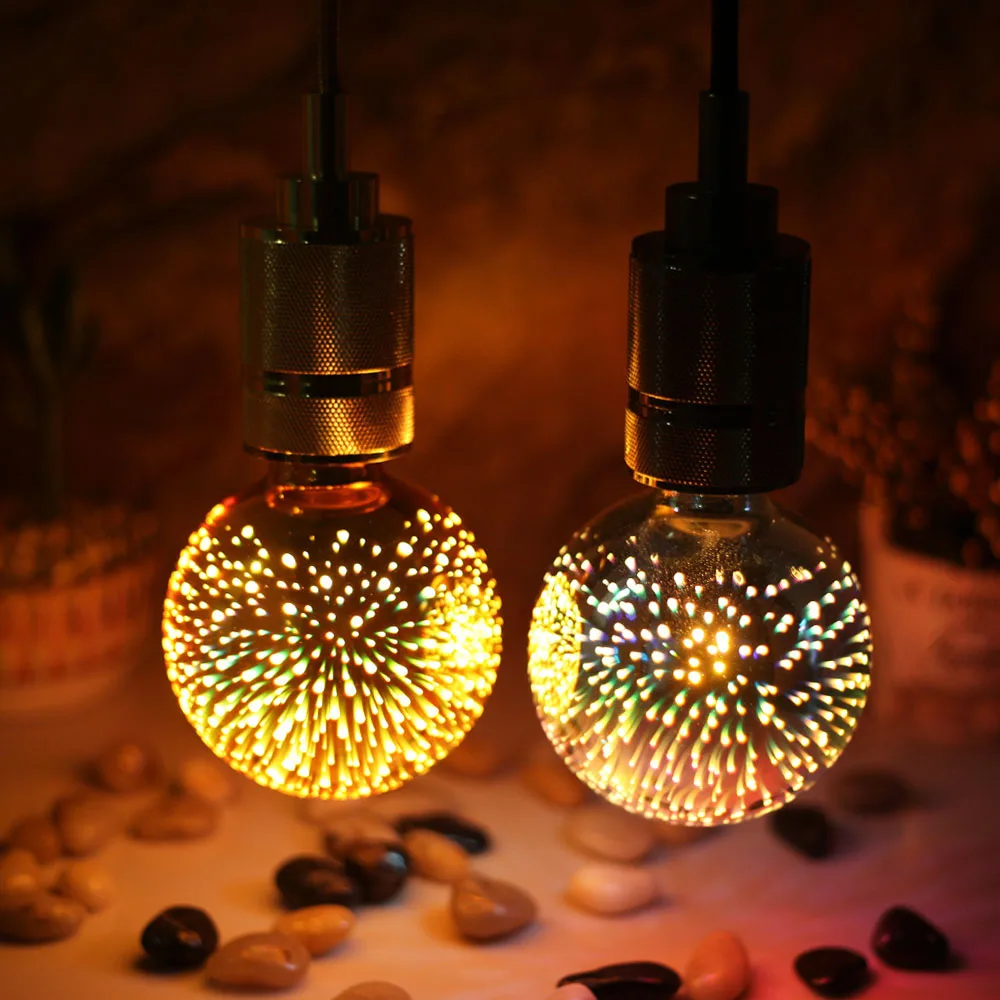 

3D Atmosphere Light Bulbs Firework Christmas Light E27 220V ST64 G95 G125 Colorful Bulb For Bar Club Holiday Celebration