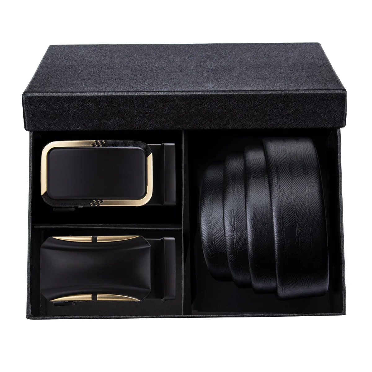 Мужской ремень из натуральной кожи с автоматической пряжкой и подарочной