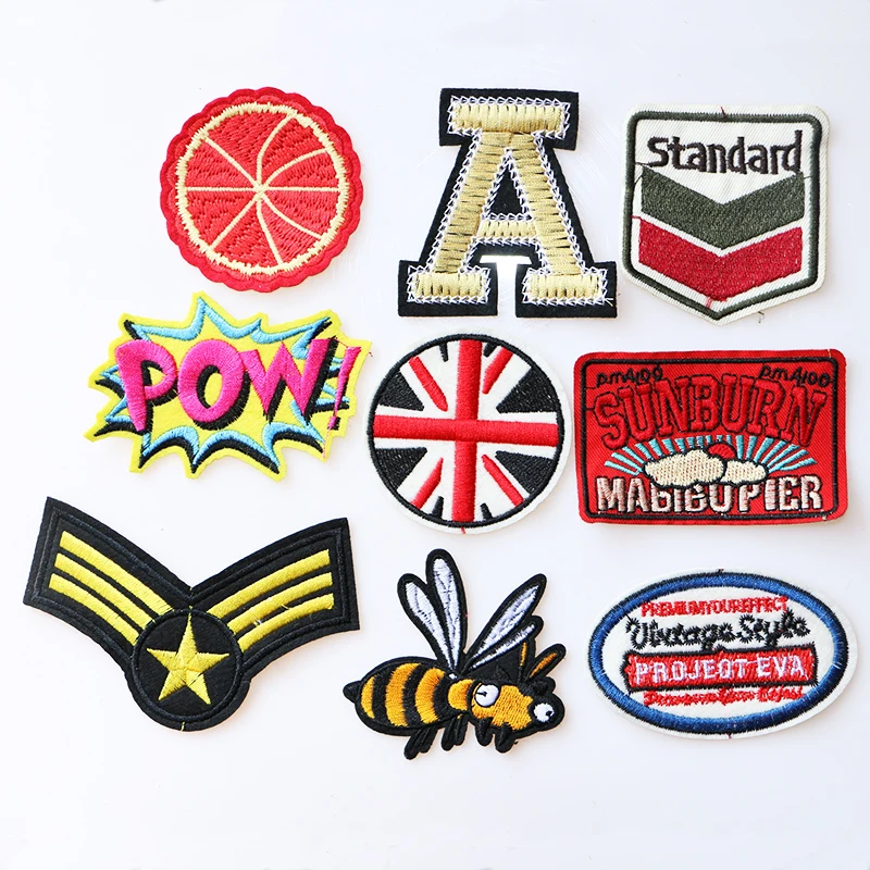 Мультяшные декоративные пчелы оранжевые буквы Иконы вышитые аппликации нашивки