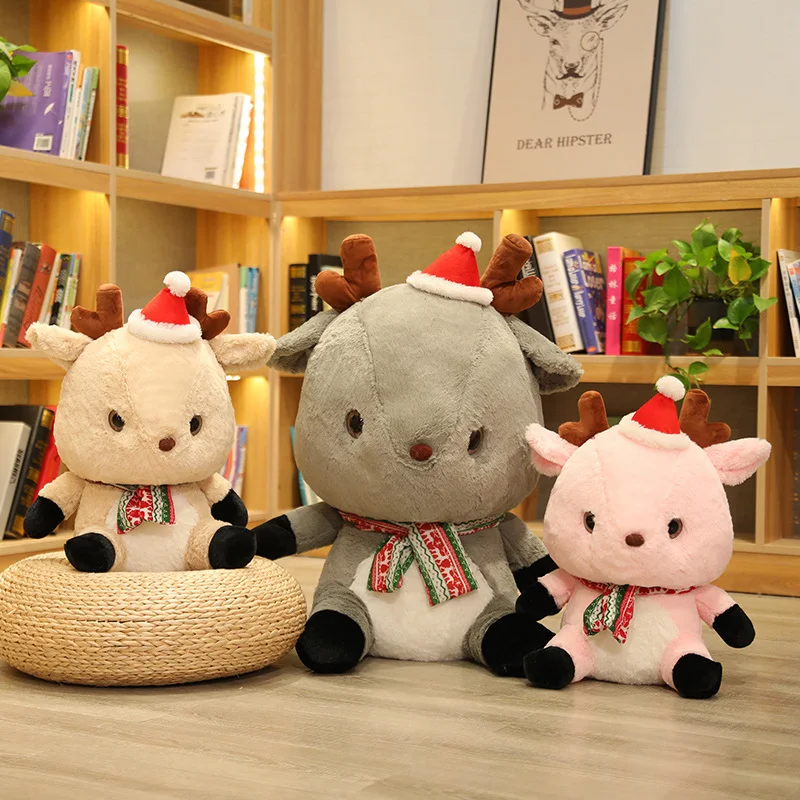 

40-60 Cm Christmas Elk Kawaii Birthday Gifts For Friends Accompany Sleeping Comfortable Bedside Sofa Cushion Bedroom Decoration