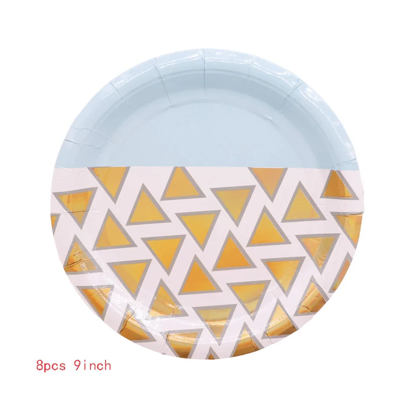 9inch plates Бумажные тарелки и стаканы из золотой фольги, свадебные украшения, показ пола, детский душ, товары для дня рождения, одноразовые наборы посуды - Цвет: 9inch plates