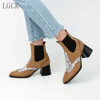 plus size 34 48 new fashion motorcycle boots women chunky high heels bullock shoes ladies gladiator ankle boots mixed colors