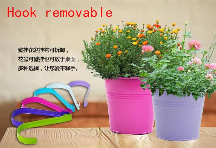 Горшок для растений ярких цветов Съемная жестяной вазон подвесные корзины