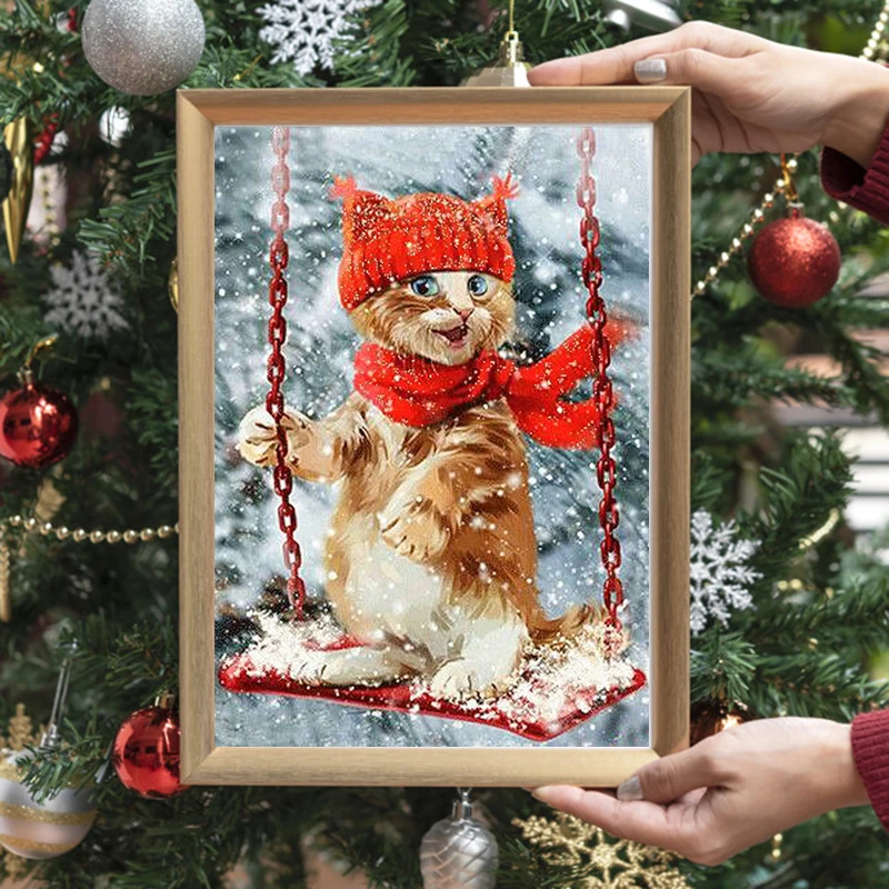 

NEW Christmas Gift 5D Diamond Painting Cat Full Drill Square/Round Mosaic Diamond Embroidery Cross Stitch Xmas Decor for Home