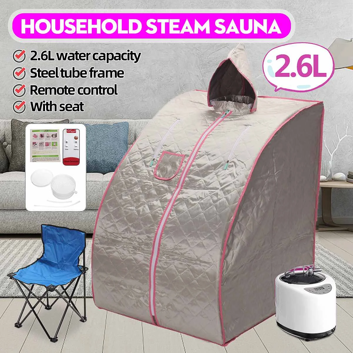 

Portable Steam Sauna Home Sauna Generator Slimming Household Sauna Box Ease Insomnia Stainless Steel Pipe Support STEAMER Cabin