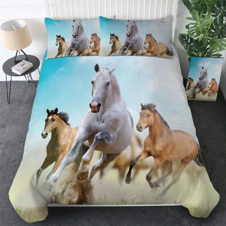 Постельные принадлежности Outlet Horses Постельный набор 3D Dusty Lightning принтованный пододеяльник двойной для взрослых покрывало для кровати фотография постельное белье 3 шт