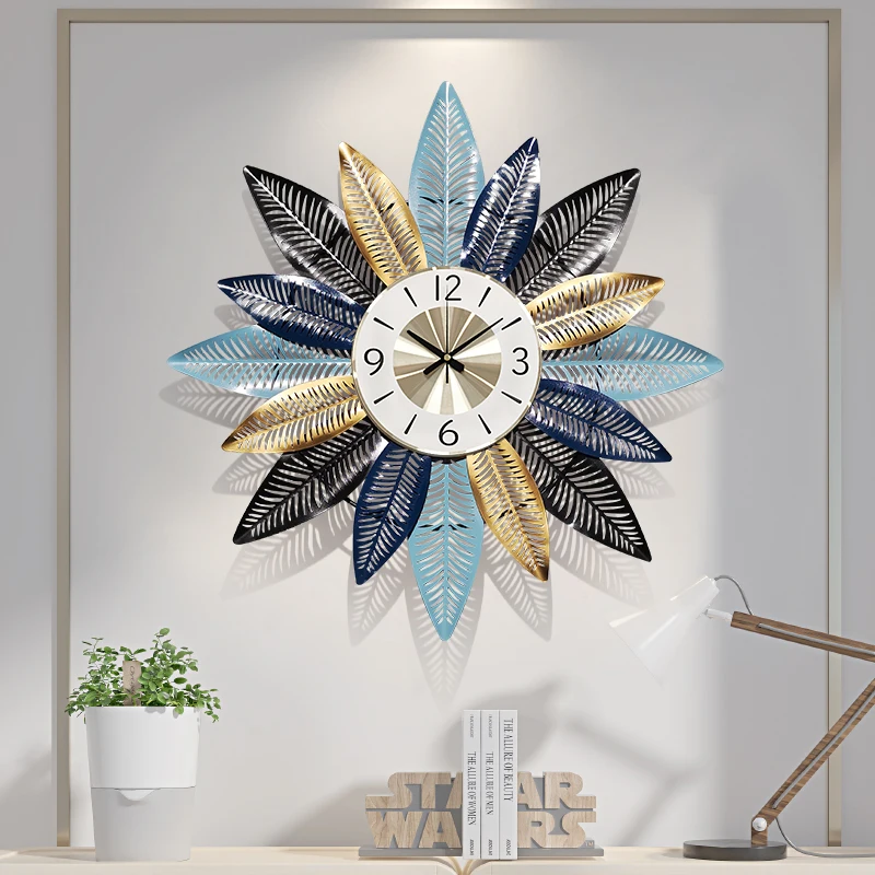 Creative Metal Wall Clocks Hanging Ornaments Crafts Decoration Home Livingroom 3D Sticker Mute Clock Mural | Дом и сад