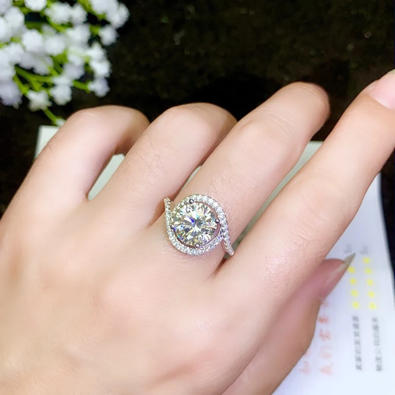 BOEYCJR 925 серебро 0.5ct/1ct/2ct/3ct F цвет Moissanite VVS обручальное свадебное кольцо с