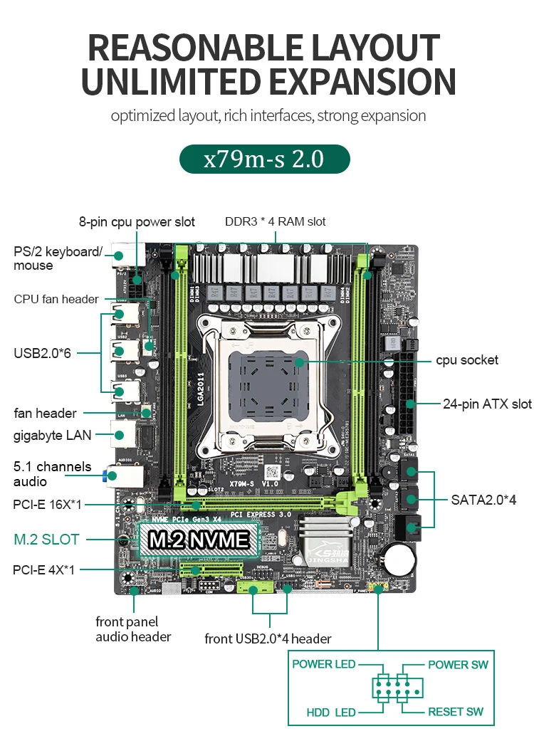 Verkauf X79 X79M-S Motherboard Set Mit Intel Xeon E5-2630 2,3 GHz CPU 4*4GB (16GB) DDR3 1333MHz ECC/REG RAM M.2 SSD 6 Core 12 Themen