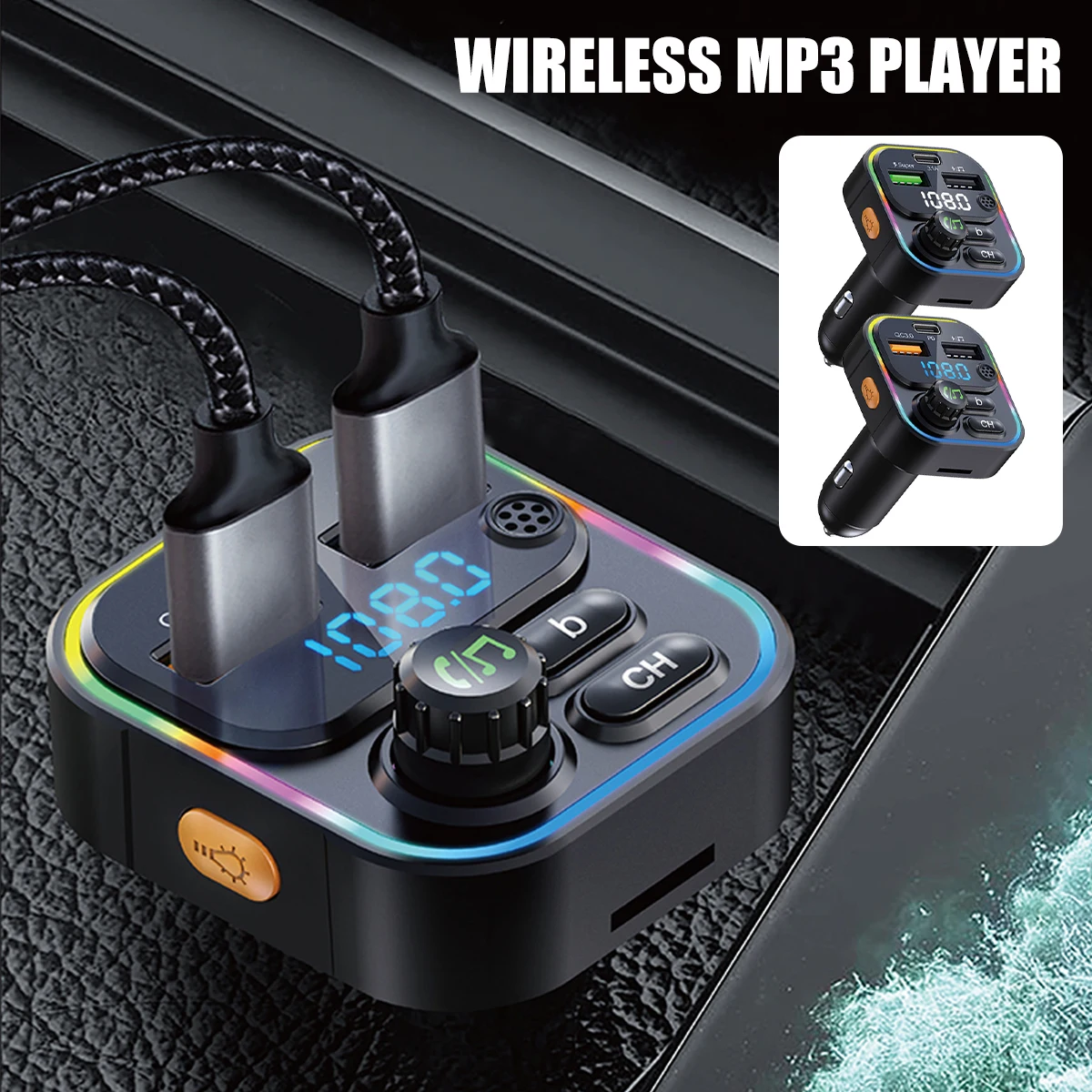 

Bluetooth FM Transmitter for Car Bluetooth 5.0 Car Radio Audio Adapter PD 20W USB 22.5W QC3.0 USB Fast Charging MP3 Player