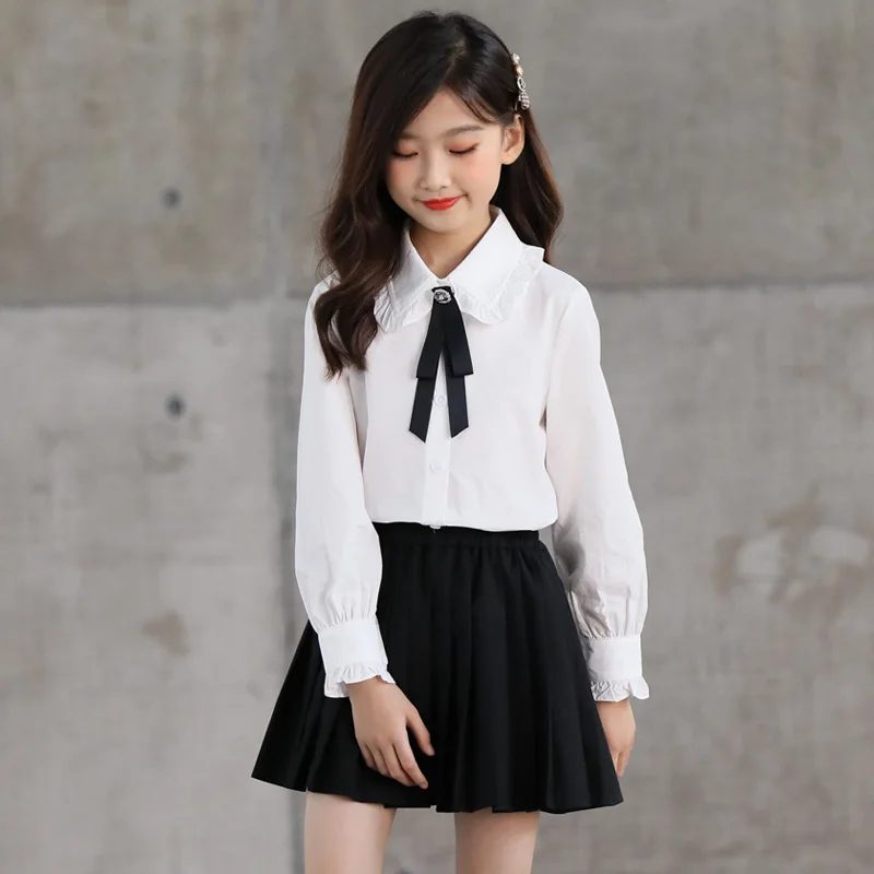

Kids Clothes Girls Sets Autumn Girl Bow Blouses and Pleated Skirts 2 Pcs Suit Teen Girls Clothing 16 Years Children Set 4-16Y