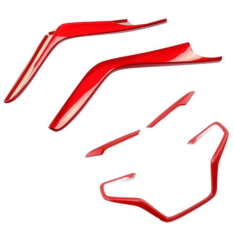 3 шт. красная стильная обложка рамы рулевого колеса автомобиля отделка наклейки с