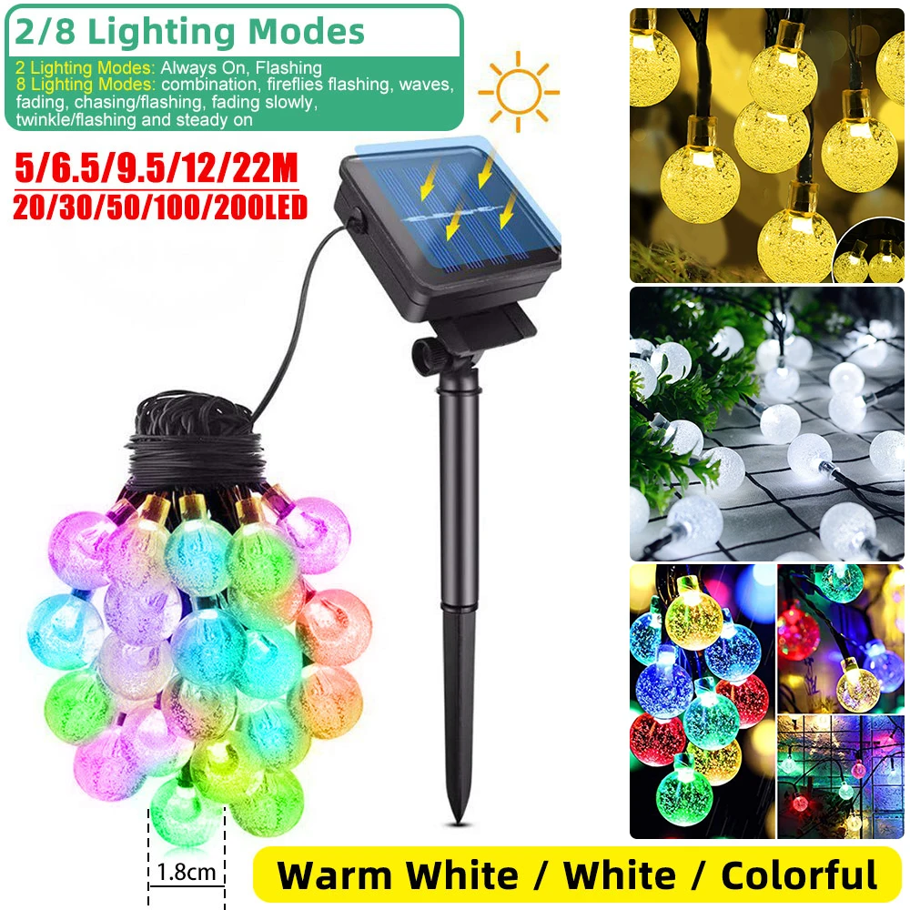 

LITOM 60 LED Crystal Ball LED Solar Lamp Power LED String Fairy Lights Solar Garlands Garden Christmas Decor For Outdoor
